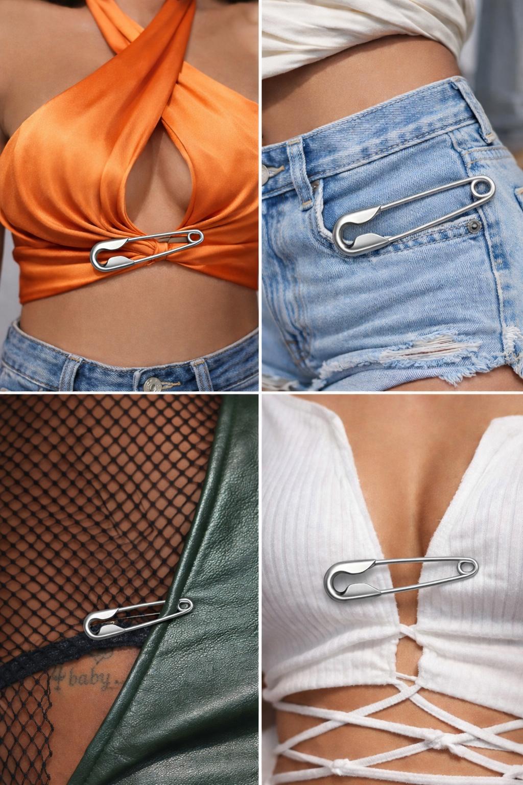 Ac de siguranta metalic  10 cm, ac decorativ mare pentru prindere textile si accesorii