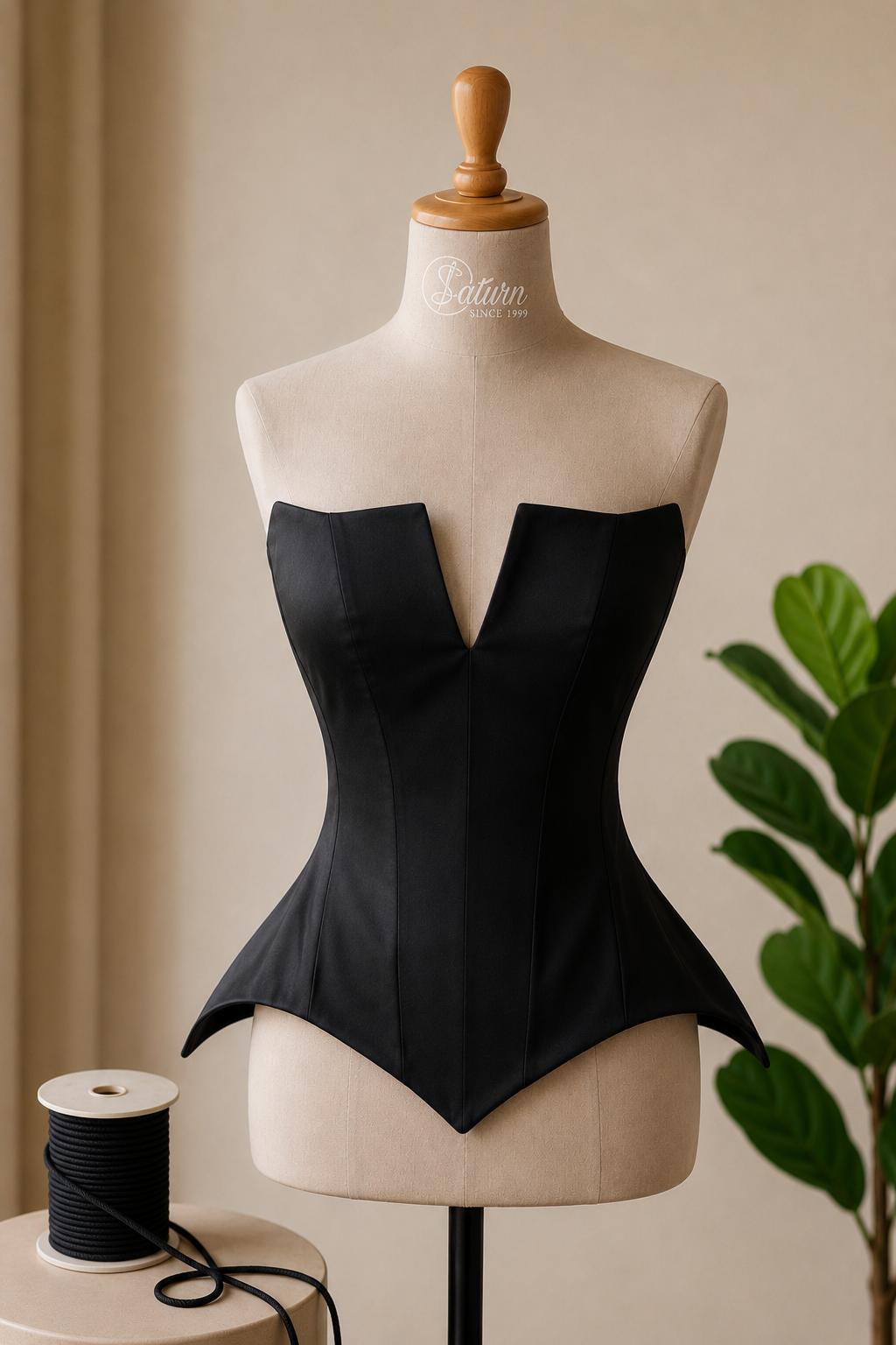 Corset dama M14 din tafta eleganta cu decolteu în V