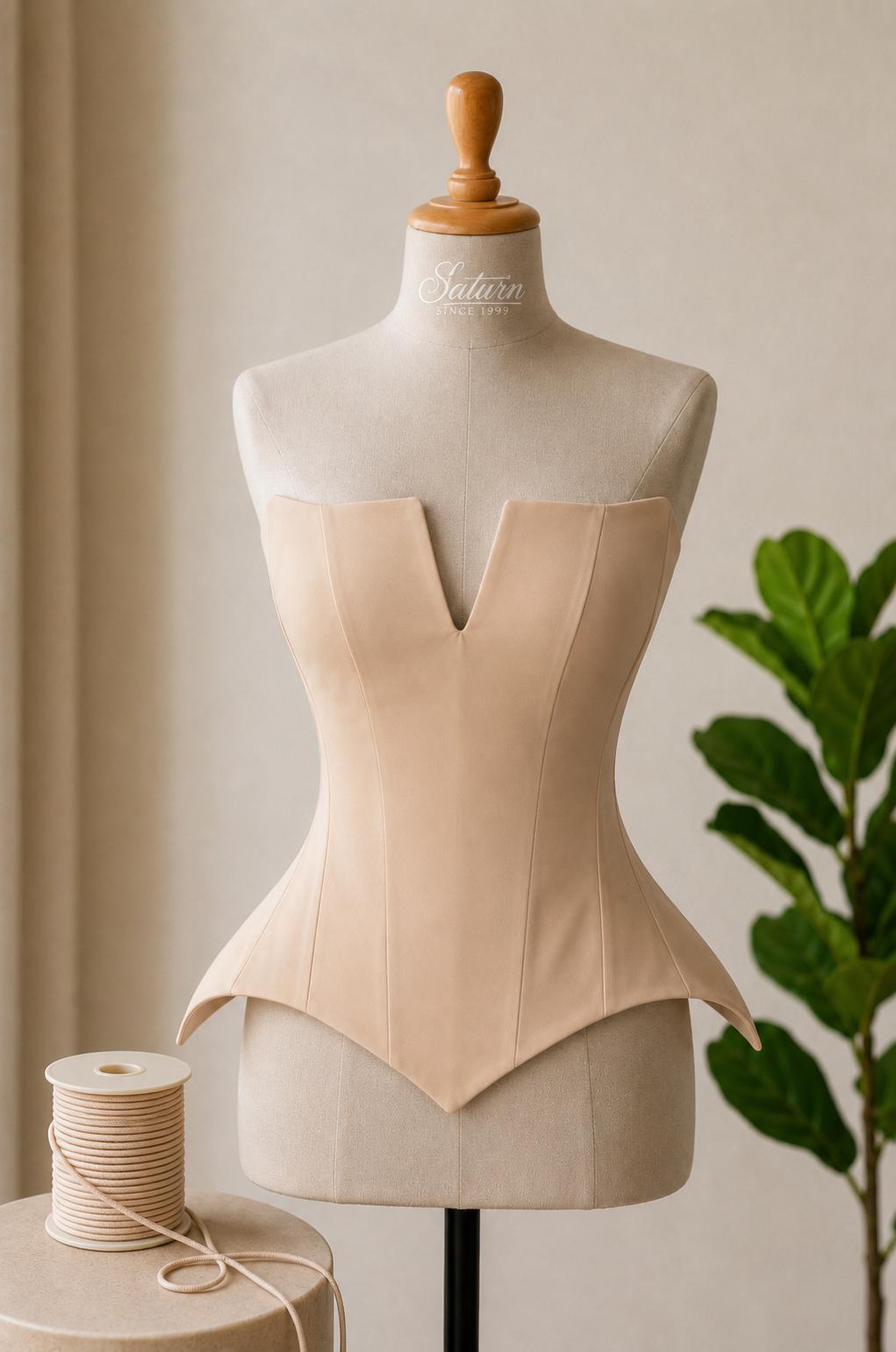 Corset dama M14 din tafta eleganta cu decolteu în V