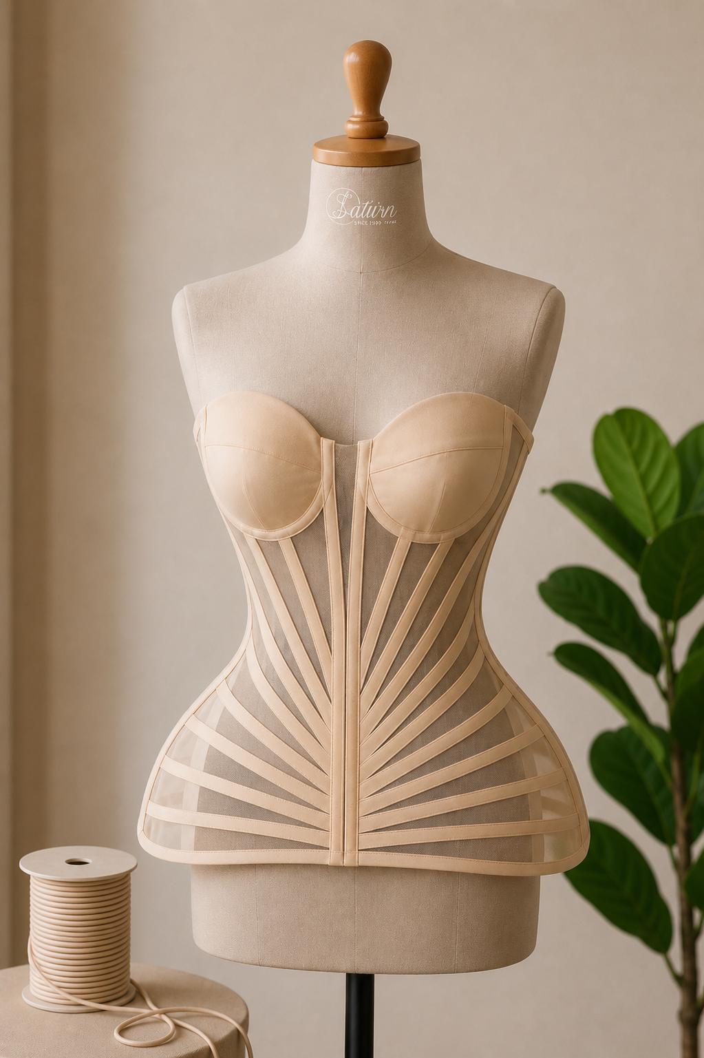 Corset care Evidentiaza talia si bustul cu Cupe Integrate si Snur la Spate M19