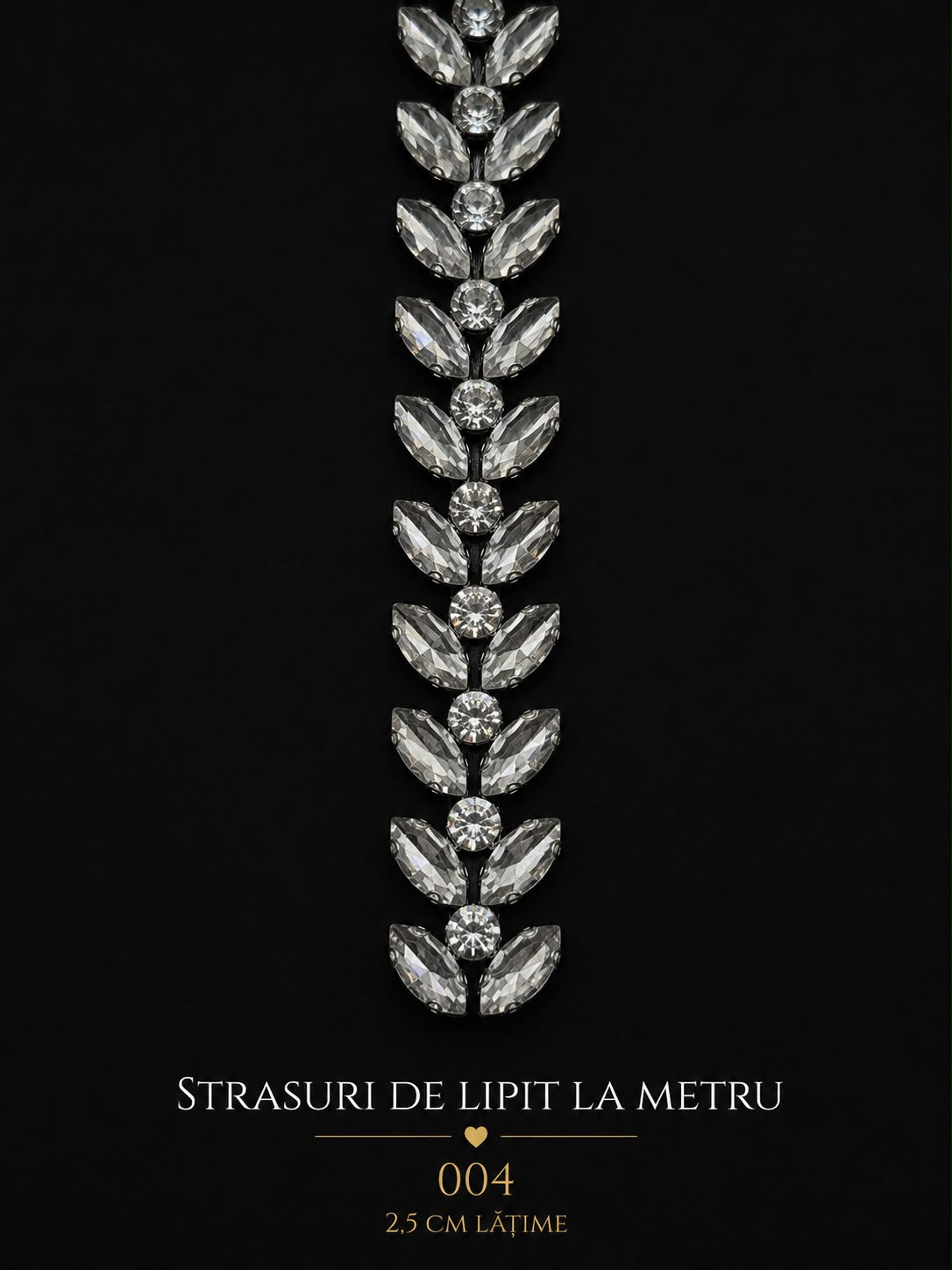 Strasuri de Lipit la Metru 004Argintiu – 2.5 cm| Aplicatii Cristale pentru Rochii, Costume și Decorațiuni