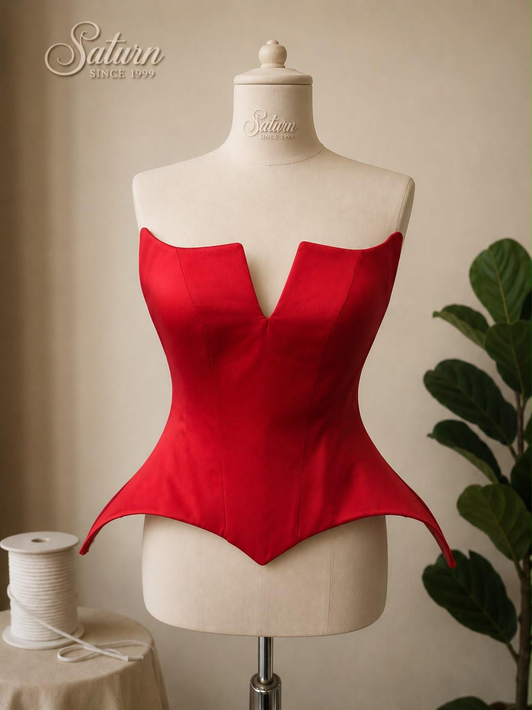 Corset dama M14 din tafta eleganta cu decolteu în V