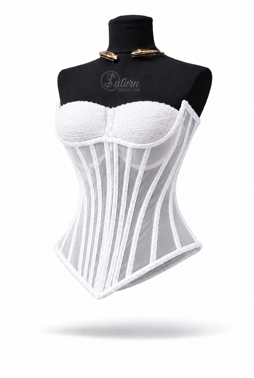 Corset modelator din tull cu pietre in V / M27