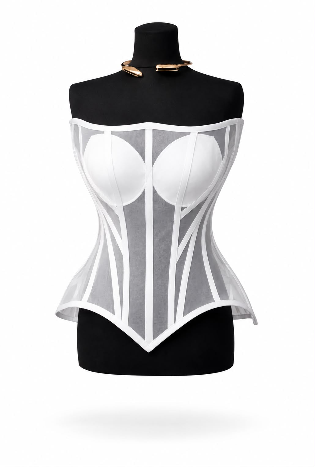 Corset din tulle cu cupe si balene – corset modelator elegant pentru rochii si tinute speciale M24