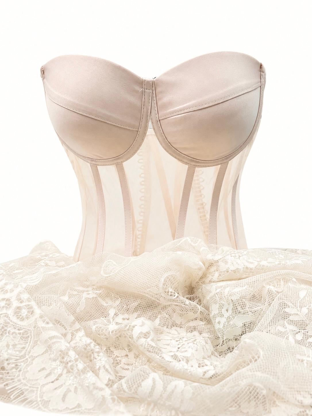 Corset cu Cupe si Balene - Dantela Chantilly pentru Rochii M1