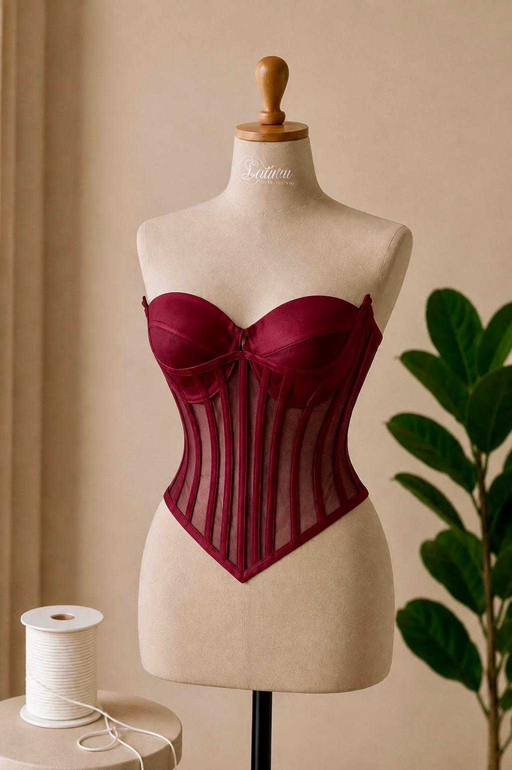 Corset dama cu cupe si decolteu sweetheart M7