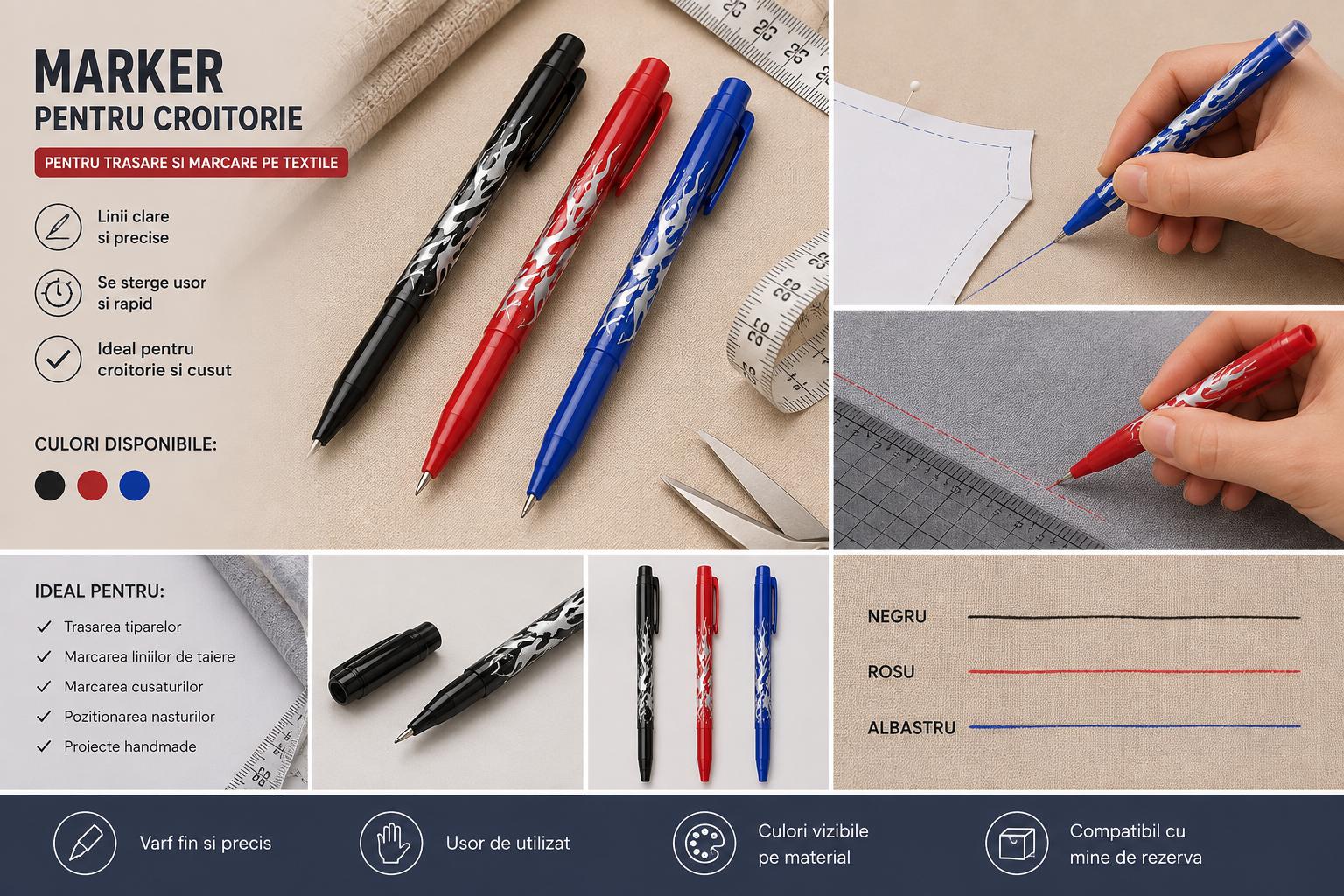 Marker pentru Croitorie si Textile, pentru Trasare si Marcare Material