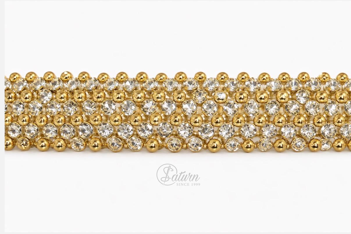 Banda termoadeziva cu perle si strasuri 4,5cm – banda decorativa pentru rochii si accesorii