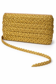 Banda decorativa aurie 1.4 cm cu fir metalizat pentru decoratiuni si proiecte handmade.Saturn 
