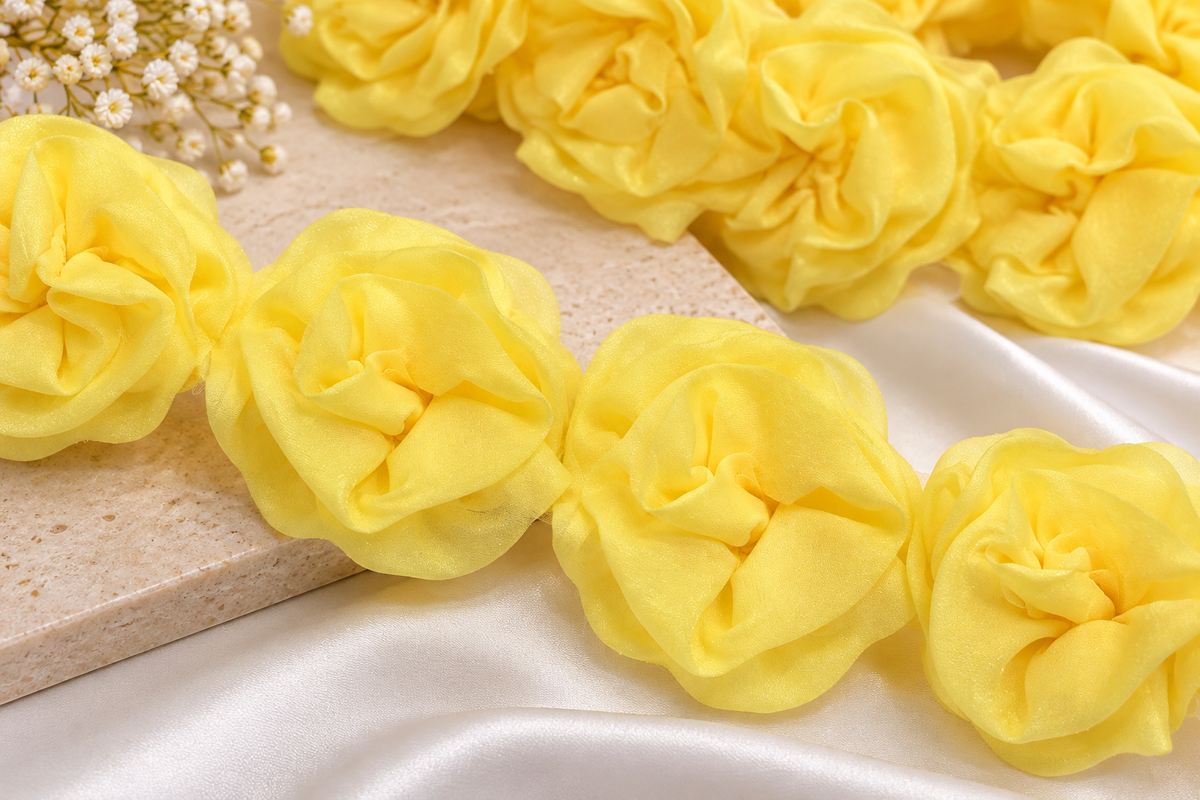 Banda Decorativa Cu Flori 3D Pe Tulle La Metru