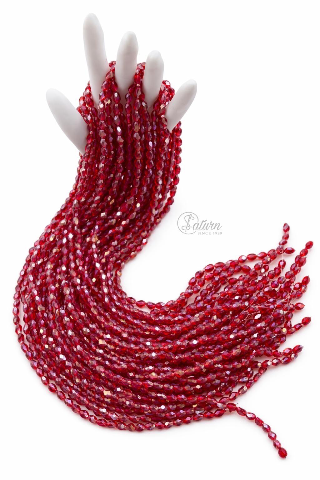 Sirag margele cristale fatetate 6x8 mm, model oval, 70 margele/sirag, culori diverse pentru bijuterii handmade mercerie saturn 