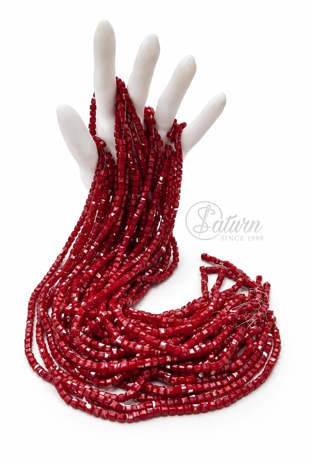 Sirag de margele/perle din sticla patrate 4mm diverse culori handmade mercerie saturn 