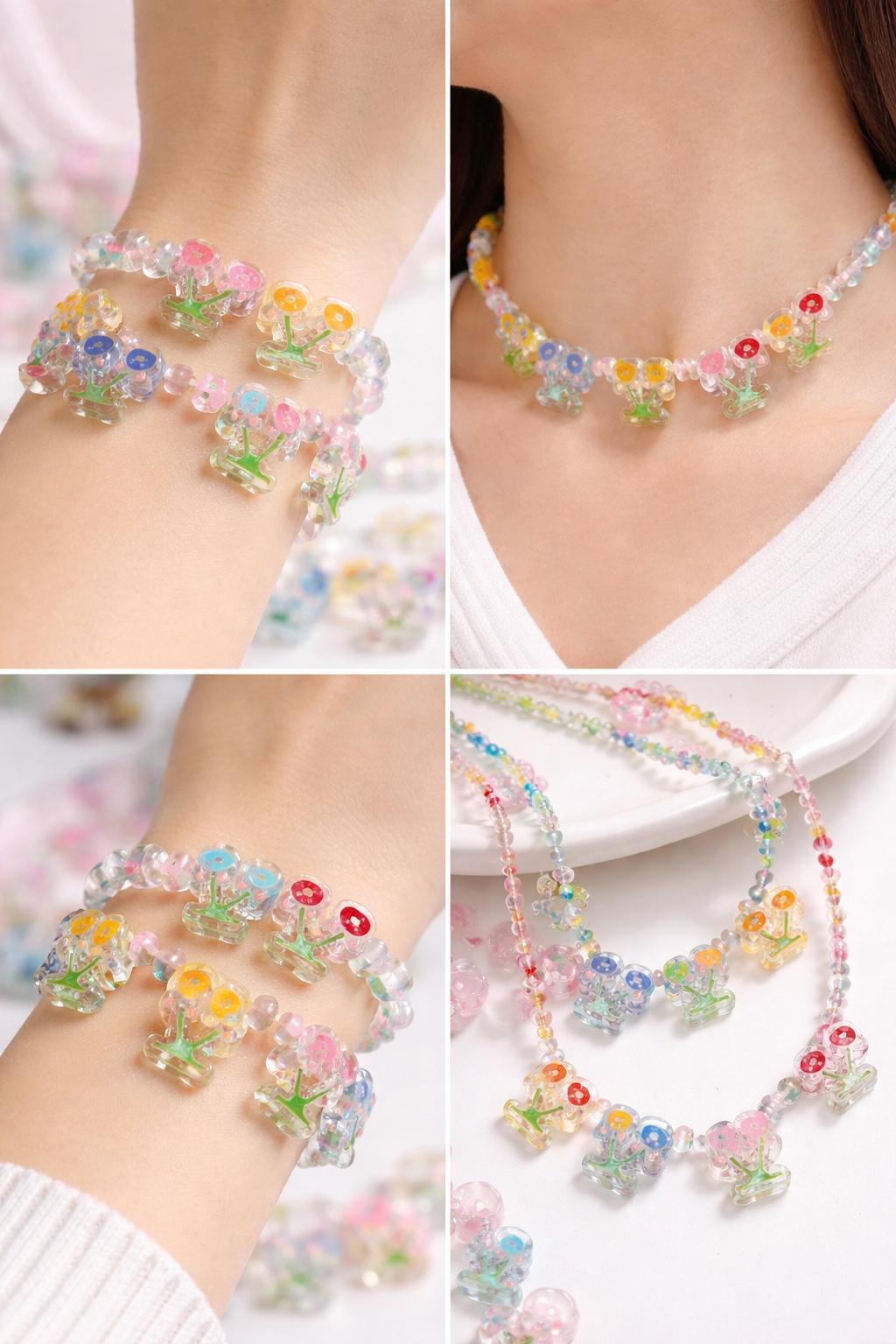 Ciresi acrilici colorati 2.5 cm pentru bratari si coliere set 120 buc margele decorative