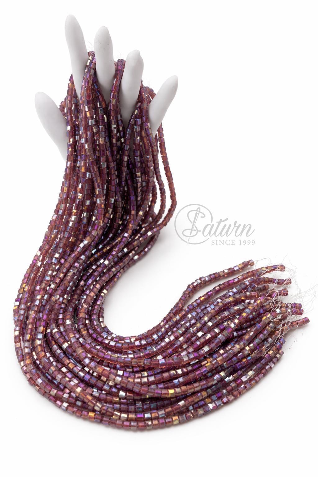 Sirag de margele/perle din sticla patrate 4mm diverse culori handmade mercerie saturn 