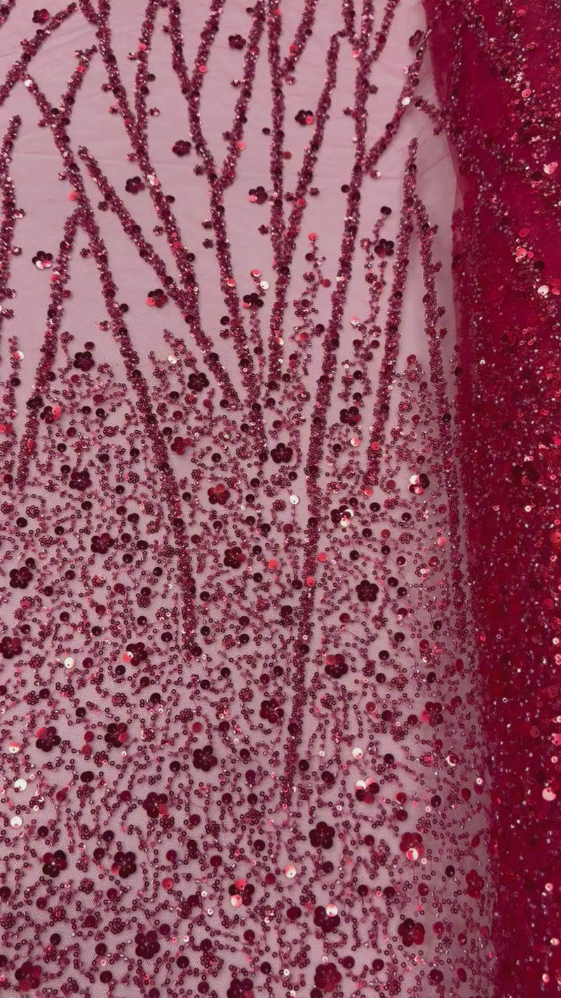 Broderie bordo luxoasa pentru rochii de seara 140cm/la metru
