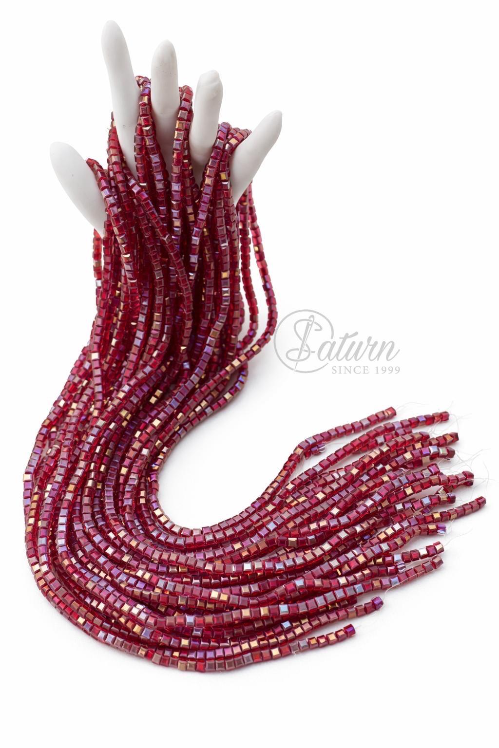 Sirag de margele/perle din sticla patrate 4mm diverse culori handmade mercerie saturn 