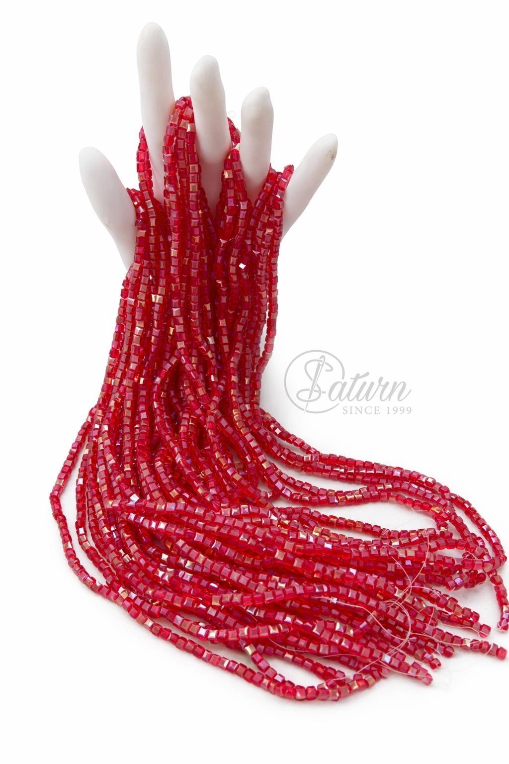 Sirag de margele/perle din sticla patrate 4mm diverse culori handmade mercerie saturn 