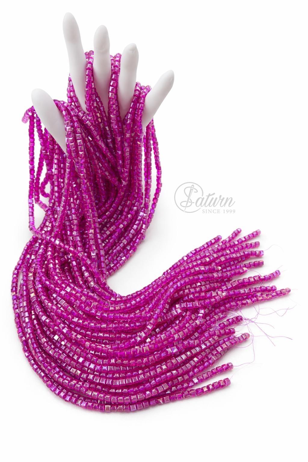 Sirag de margele/perle din sticla patrate 4mm diverse culori handmade mercerie saturn 